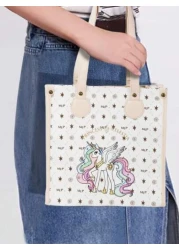 MY LITTLE PONY حقيبة حمل وشنطة كبيرة السعة على شكل وحيد القرن لطيف للبنات، خفيفة الوزن وعصرية، قابلة للطي وذات استخد