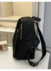 1pc All Black Metal Zipper Nylon Backpack Fashionable And Versatile For Casual Sport School Travel And Date Use For Girl Backpack School Bag S Bag S Backpack Toddler Backpack Mini Backpack Small Backp