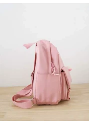 حقيبة ظهر عملية زغبي تصميم رسوم كارتون أرنب و مزخرف برقعة عبارة سستة لطيفة بنات