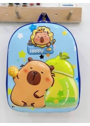 1 Pc New Boys And Girls Cartoon Capybara Print Pvc Nylon Backpack Adjustable Straps Zipper Closure Cute Casual Bag For School Outdoor Activities Travel And Friends Gift
