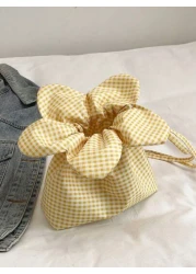 1pc Cute Crossbody Small Flower Bag Small Fresh Mobile Phone Bag Simple Plaid Walking Shoulder Bag Commuter Storage Bag Versatile Casual Bag Meets Basic Storage Needs Suitable For Outdoor Daily Use