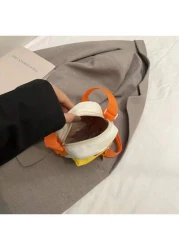 1pc New Contrast Color Shoulder Bag Sporty Casual Nylon Water Resistant Crossbody Bag