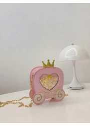 حقيبة كتف من الجلد الاصطناعي PU للبنات على شكل تيجان الأميرات الكرتونية