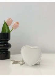 1pc Fashion Solid Color Girls Heart Shaped PU Leather Cross Body Shoulder Bag