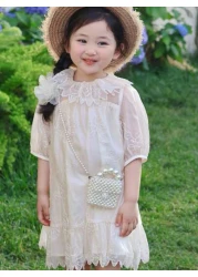 حقيبة بنات يدوية من اللؤلؤ الاصطناعي بتزيين باللؤلؤ، حقيبة صغيرة بطية ذات أسلوب الأميرة الأنيق، مناسبة كهدية