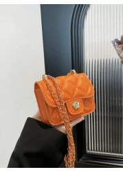 1pc Versatile Stylish Retro Crossbody Small Square Bag Mini Bag Fashion Chain Shoulder Crossbody Bag Popular New Texture Rhinestone Chain Lipstick Shoulder Crossbody Small Bag