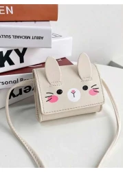 1pc Pu Magnet Closure Fashion Cartoon Bunny Three Dimensional Ears Shoulder Messenger Bag Cute Mini Coin Purse For Girls Suitable For A Variety Of Occasions Comfortable Shoulder Straps Versatile And N
