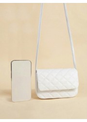 1pc Rhombic Quilted Square Simple Flap Shoulder Messenger Bag Suitable For Daily Party Travel Birthday Gift