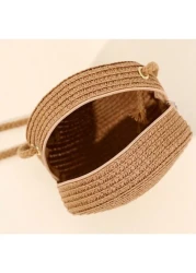1Pc 12CM Brown Small Round Bag Beach Essentials Summer Essentials Women Bags For Vacation Holiday Wicker Bag Beach Purse Perfect For Summer Vacation Daily Use Travel Must Haves