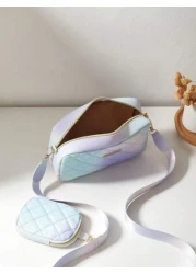 1pc Girl s Mini Wavy Pattern Embossed Letter Bag Mobile Phone Bag Coin Purse