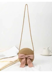 Children s Woven Straw Crossbody Bag For Beach