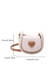 Mini Fashion Diagonal Crossbody Bag Minimalist Heart Shaped Saddle Bag