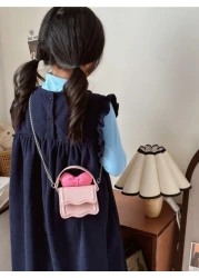 1pc Mini PU Handbag Lightweight Small Girls Princess Crossbody Bag One Shoulder Children s Purse Snap Closure Suitable For Lipstick Outings Gifts Daily Use