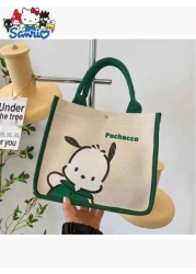 Sanrio Hello Kitty Canvas Kids Tote Bag Lightweight Cute Multifunctional Girl s Handbag With Cosmetic Bag Available In Red Green And Black