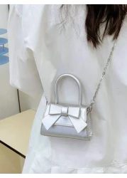 1 قطعة حقيبة يد صغيرة عصرية للفتيات، حقيبة كتف مزينة بالفراشات مع إغلاق بأزرار، مناسبة للخروجات والحفلات والت