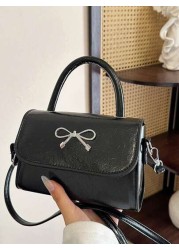A Mini Casual Versatile Fashionable And Simple Cross Body Bag With A Diamond Shaped Bow Lipstick Suitable For Daily Use Going Out Shopping Dating Coin Purse That Can Be Worn On One Shoulder Or Across