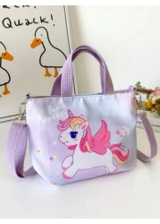 حقيبة كروسبودي لطيفة مطبوع عليها وحيد القرن للأطفال مناسبة لاستخدام اليومي