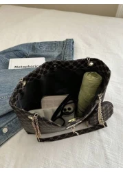 Large Capacity Bag 2024 New Women Bag Fashionable Commuter Retro Chain Mother Handheld Shoulder Shopping Bag Printed Tote Bag Old Money Style Women BagSchool Bag Back To School Backpack Large Capacity