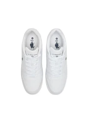 U.S. Polo Assn. أحذية رياضية بيضاء بسيطة للرجال مع حزام رائع وملابس مقعد في كل قوة