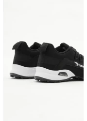 Tonny Black حذاء رياضي رجالي باللونين الأبيض والأسود مريح بنعل حراري ورباط