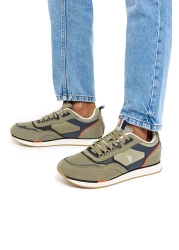 U.S. Polo Assn. حذاء رياضي رجالي منخفض الرقبة باللون الكاكي - خفيف الوزن، تصميم كلاسيكي برباط، مثالي للنزهات غير الرسمية