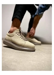 KN Fashion حذاء رياضي رجالي Mp044 Vt مصنوع من الجلد السويدي ذو رباط عالي/سميك ونعل أسمر ضارب للصفرة