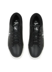 Calvin Klein حذاء رياضي رجالي كلاسيكي منخفض النعل من كالفن كلاين باللونين الأسود والأبيض الناصع