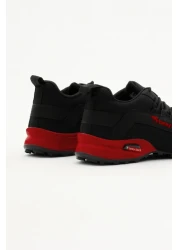 Tonny Black حذاء رياضي رجالي باللون الأسود والأحمر مريح بنعل حراري ورباط