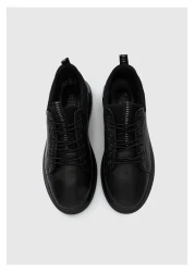 Provoq حذاء رياضي رجالي - جلد أسود