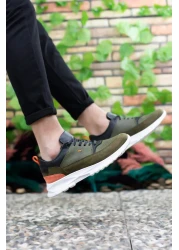 Riccon حذاء رياضي رجالي برباط باللون البرتقالي الكاكي0012420