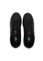 U.S. Polo Assn. حذاء رياضي رجالي أسود منخفض الرقبة - تصميم جريء برباط، حذاء مريح غير رسمي