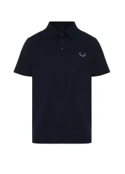 Collection Navy Blue Textured Embroidered Polo Collar T-Shirt - Regular Cut TMNSS24PO00046