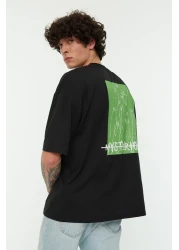  Collection Oversize Black Cotton T-Shirt - Back Printed TMNSS22TS0913