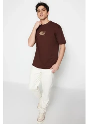  Collection Comfortable Fit Printed Brown Cotton T-Shirt - TMNSS23TS00261