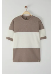  Collection Oversize Stone T-Shirt 100% Cotton Color Blocked Textured