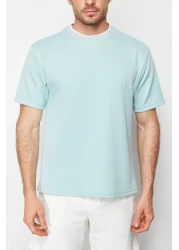  Collection Limited Edition - Mint Colored Relaxed Fit Knitwear Pique T-Shirt TMNSS23TS00079