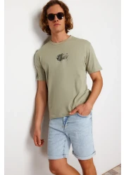  Collection تي شيرت قطني مطبوع بالنعناع كبير الحجم - TMNSS23TS00261