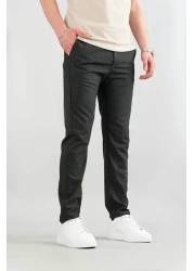 bombe Men's Smoked Flexible Lycra Ankle Length Casual Comfortable Side Pocket Fabric Trousers