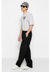  Collection Black Wide Leg Loose Fabric Baggy Pants Tmnss23Pl00039