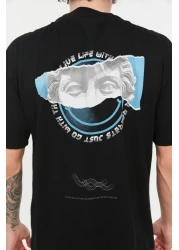  Collection ArT PrinTed BlacK Oversize T-Shirt - ShorT Sleeve, 100% TexTile TMNSS21TS3668