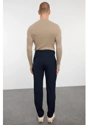  Collection Navy Blue Slim Fit Italian Cut Chino Fabric Pants Tmnaw23Pl00034