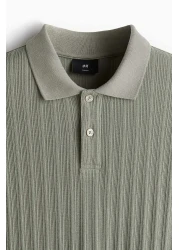 H&M Slim Fit Textured Jersey Polo Shirt