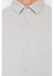  Collection Gray Textured Wrap Summer Shirt - Regular Fit, Short Sleeve Tmnss23Go00055