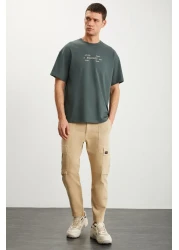 GRIMELANGE RAMADANP017 Men's 100% Cotton Crew Neck Printed Green T-Shirt