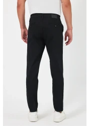 TheSeason بنطال تشينو مرن من القطن الجبردين الأسود للرجال