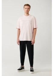 Avva Men's Light 100% Cotton Pink Crew Neck Printed T-Shirt A41Y1157