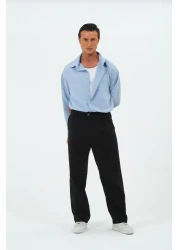 RELAXL 100% Cotton Şile Cloth Wide Leg Pleated Baggy Black Trousers