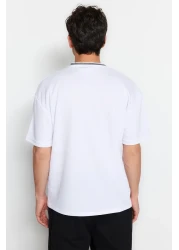  Collection Premium White Oversize/Wide Cut Knitwear Tape Textured Pique T-Shirt Tmnss23Ts00079
