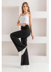 CNRCollection Black High Waist Ribbed Modal Fabric - Recovery Wide Wide Leg Leggings