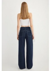  Collection Dark Blue Regular Waist Wide Leg Jeans Twoss25Je00053